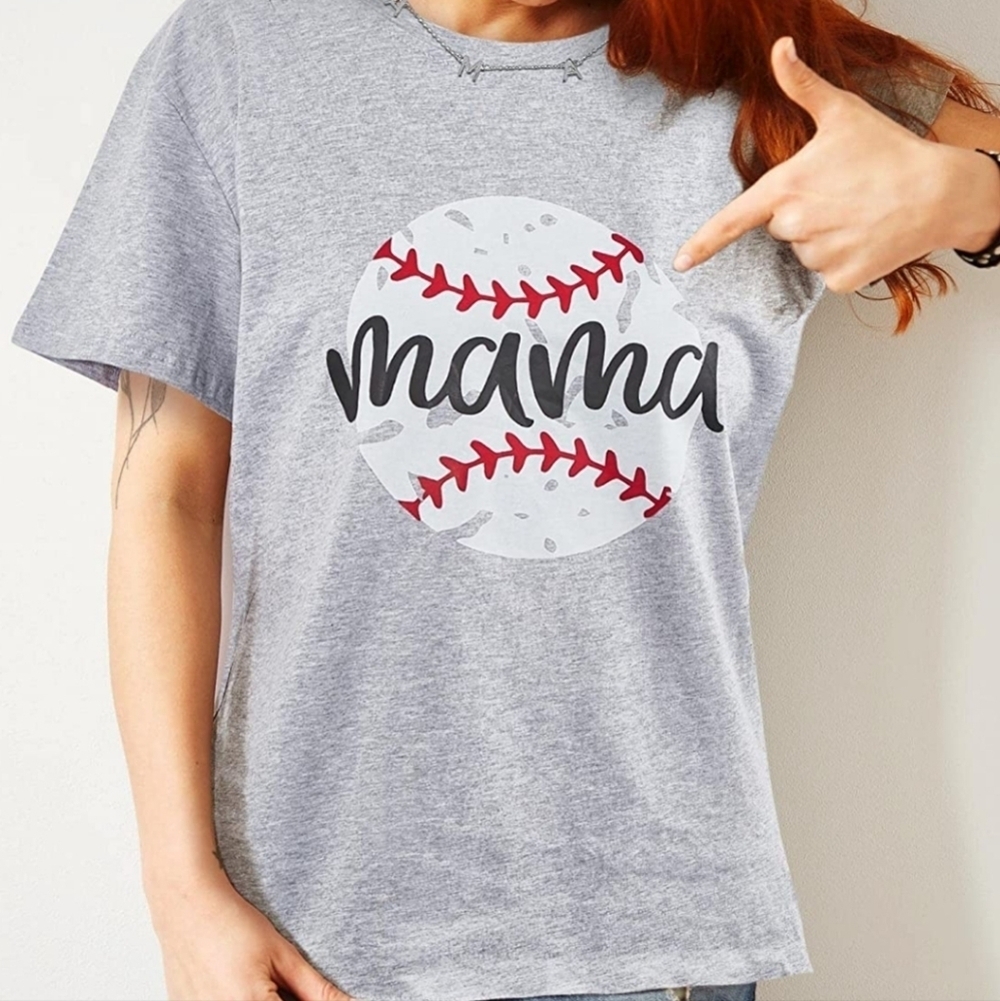 2 Pcs Women Baseball Mama Tee (Large) Mama Necklace Silver Adjustable - Picture 3 of 5
